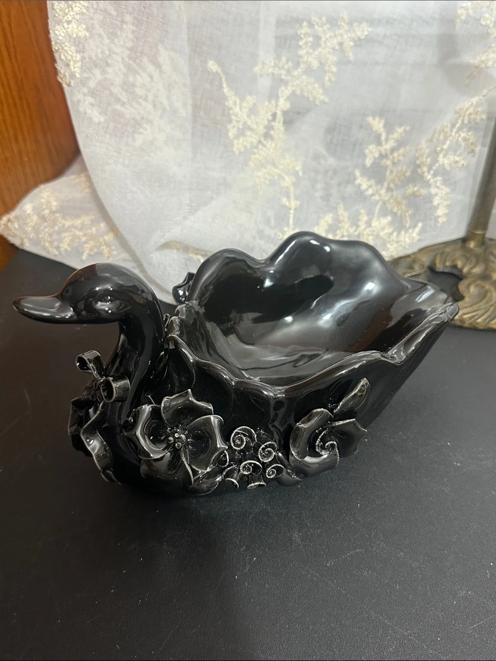 Potter’s studio black Swan soap dish
